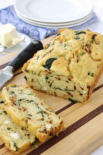 Caramelized Onion, Spinach, & Olive Oil Quick Bread Recipe