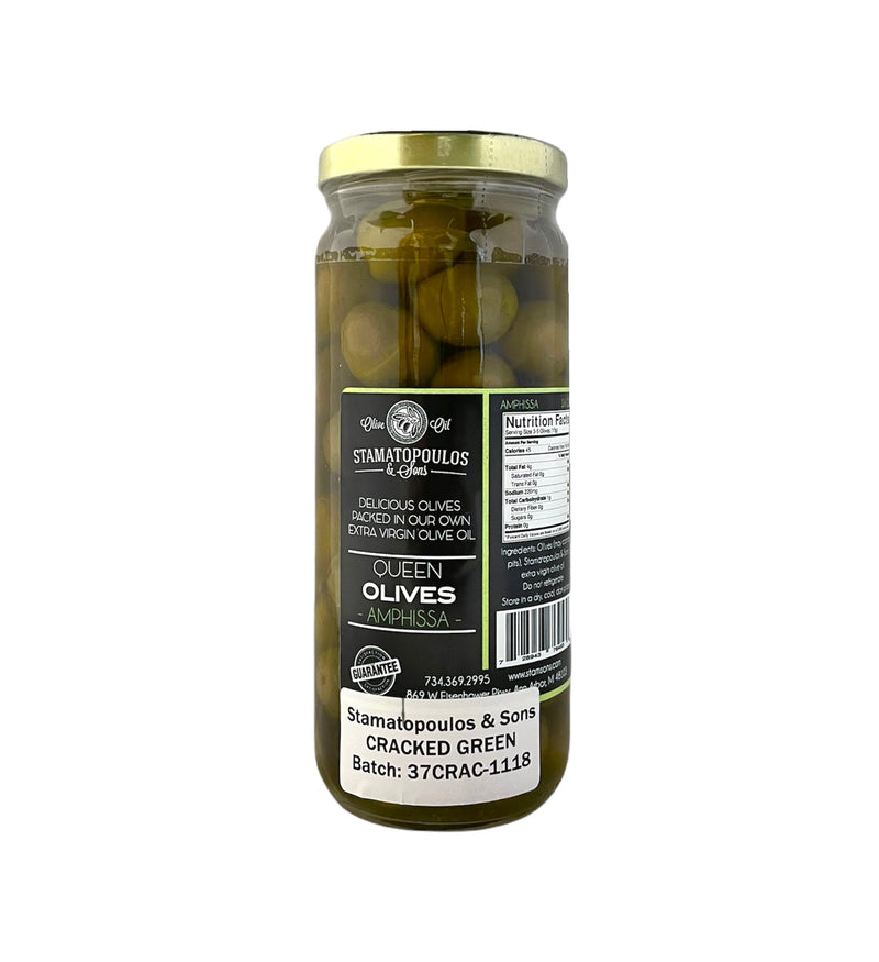 Cracked Green Olives in Olive Oil